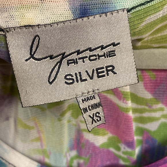 Lynn Ritchie Silver mesh maxi dress size xsmall - Picture 4 of 8